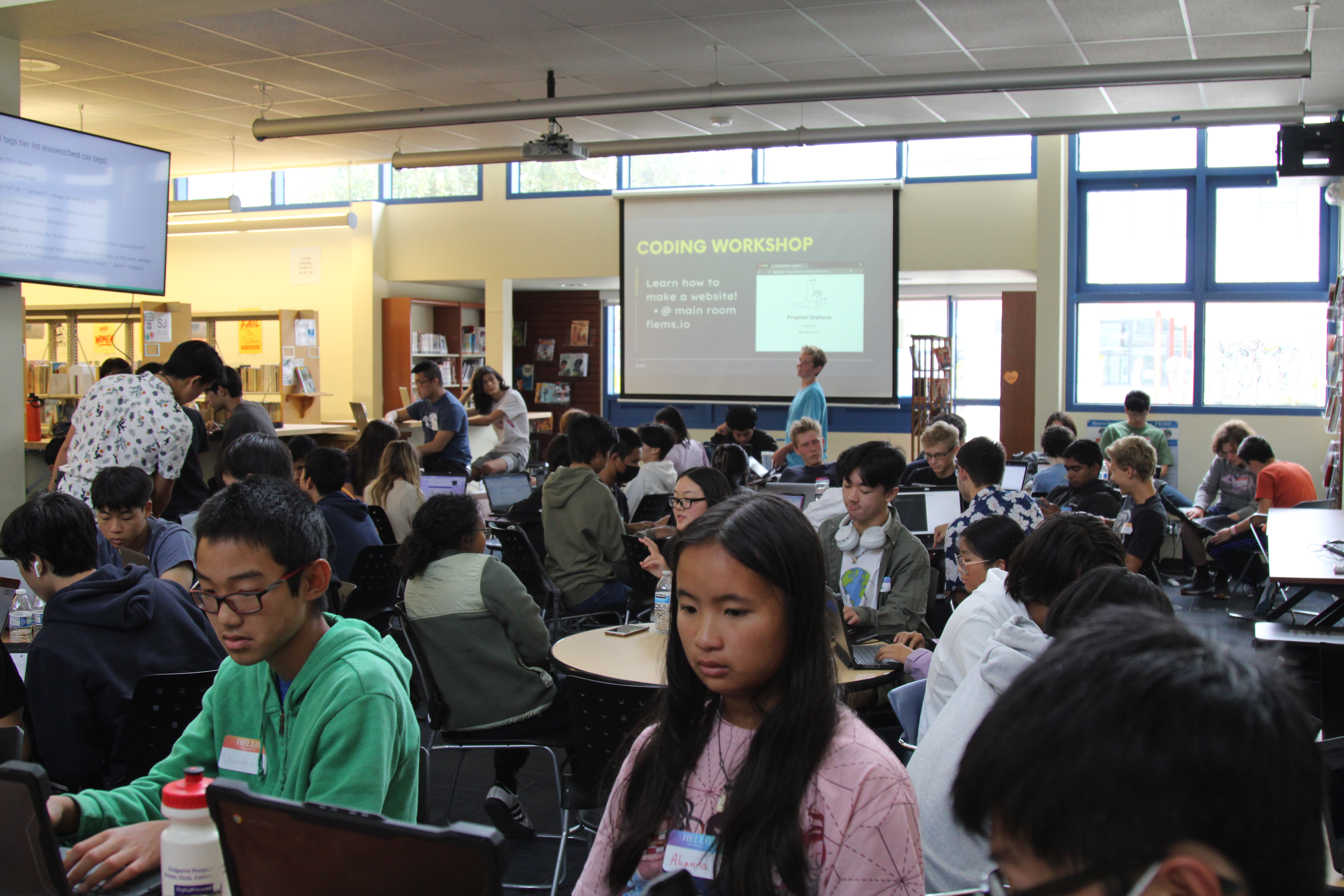 Students participating in a hackathon